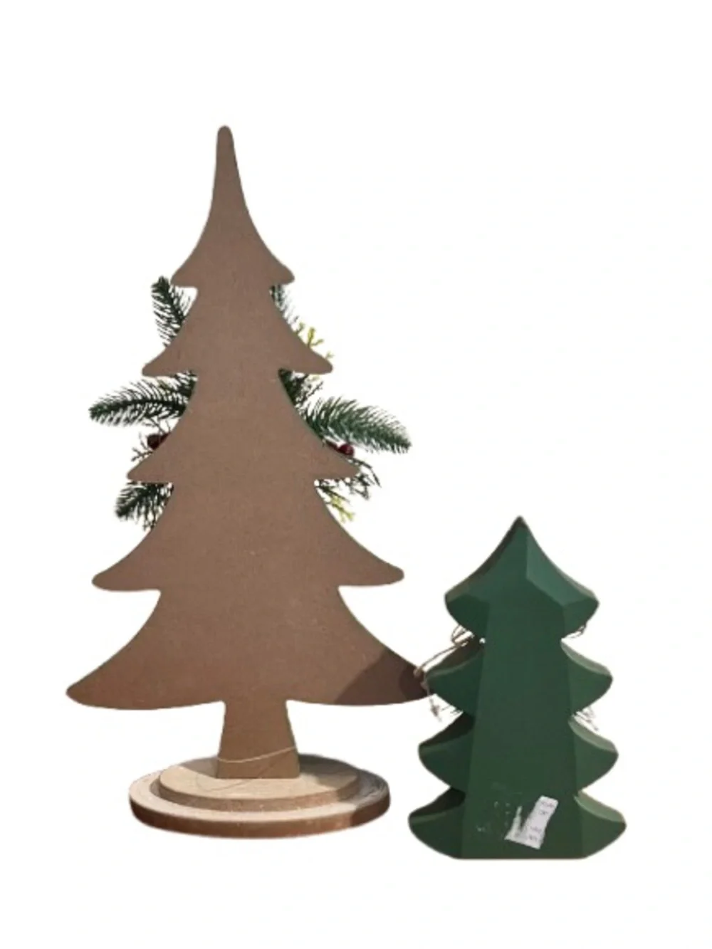 🆕- Set of 2 Festive Wooden Christmas Tree Set.
